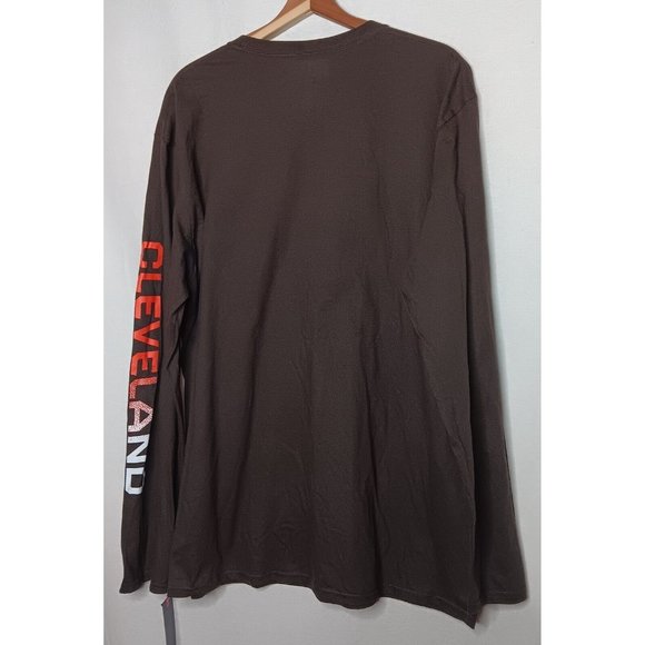 Cleveland Browns Fanitics Mens XL Shirt Long Sleeve Brown NFL Football Helmet - Picture 3 of 13